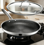 12-inch mixed-coat nonstick frying pan (with glass lid), heat-resistant handle, oven and dishwasher safe, compatible with all stovetop types (including induction)