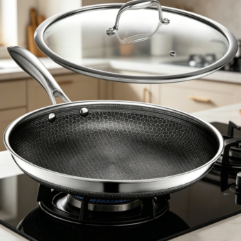 12-inch mixed-coat nonstick frying pan (with glass lid), heat-resistant handle, oven and dishwasher safe, compatible with all stovetop types (including induction)