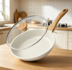 8-inch non-ceramic nonstick frying pan (with lid), with heat-resistant handle, induction compatible (for eggs and omelets)