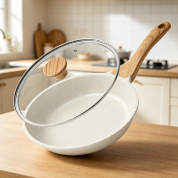 8-inch non-ceramic nonstick frying pan (with lid), with heat-resistant handle, induction compatible (for eggs and omelets)